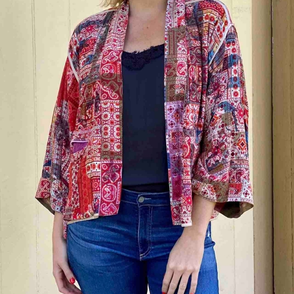 Johnny Was Rebecca Patchwork Kimono Jacket (Reversible) Size Medium NWT! - Picture 15 of 15